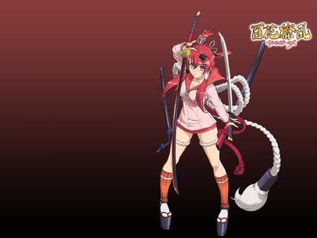 Samurai Girls - red, cute, katana, jubei yagyu, girl