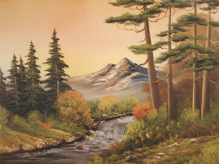 Mountain and Brook - quiet, brook, forest, mountain