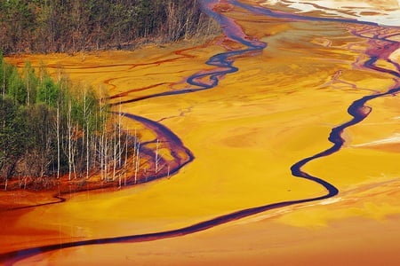 Amazing Lake View - orange, alien, green, waterway