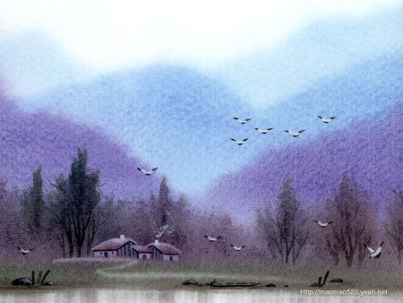 Painting4 - sky, landscape, painting, nature, mountain, rural, art