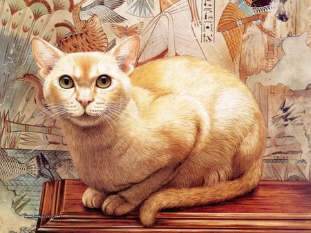 Cat painting by Geoffry Tristam - painting, art, geoffrey tristam, cat, animal, feline, kitten