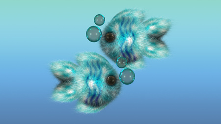 Fluffy fishes - fluggy, water, blue, fishes, pisces, funny, gradient, zodiac, critters