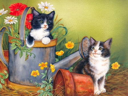 Maday Jane oil painting5 - kitten, painting, maday jane, flower, art, cat