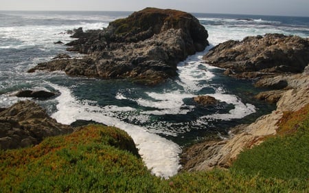 17 Mile Stare - cliff, rock, beautiful, ocean, blue, formation, view, beaches, nature, skies