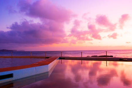 Pink pool - clouds, water, beautiful, sea, beauty, colors, reflection, pink, nature, pool, sky