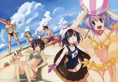 Yumekui Merry beach day - yumekui merry, anime, swimsuit, beach