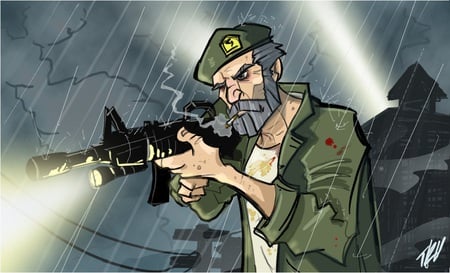 Bill - gun, left 4 dead, rain, green, bill