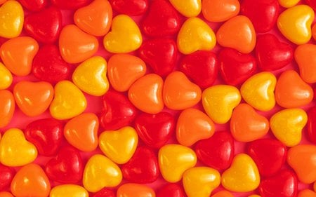 Abstract Hearts - hearts, abstract, yellow, red, heart, orange, shine