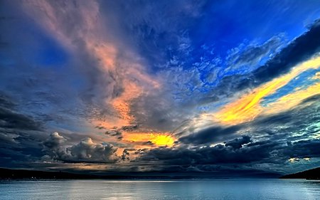 LATE EVENING - sky, clouds, evening, sunset, ocean