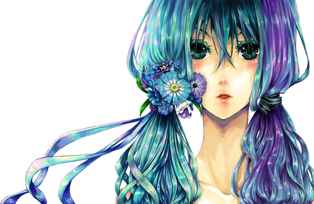 Hatsune Miku - virtual, blush, miku, vocaloids, song, singer, red, purple, cool, awesome, flowers, vocaloid, anime, twintail, blue, realistic, hatsune, black, cute, beautiful, hot, girl, anime girl, real, white, program, artistic, pretty, aqua, beauty, art, diva, nice, sexy, idol, music, hatsune miku