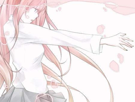 Megurine Luka - music, thighhighs, anime girl, underwater, white, cool, petals, aqua eyes, skirt, song, vocaloids, program, beautiful, vocaloid, pink, diva, dress, nice, beauty, water, singer, black, bubbles, virtual, pretty, megurine luka, idol, anime, megurine, cute, luka, girl, pink hair, awesome