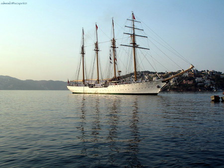 the sea - nature, sky, water, sailboat, sea, land