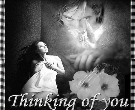 thinking of you - flower, gray, woman, man