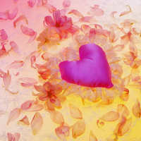 Purple heart and petals