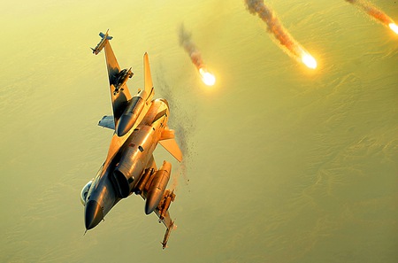 Narrow Escape - missiles, burning, fighter jet, heat, escape, light green