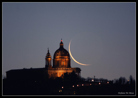 Contact with Moon - moon, sky, dark, church, lights