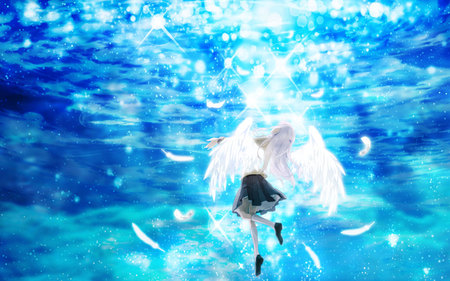 Fly In Heaven - tachibana, blue, kanade, wings, angel beats