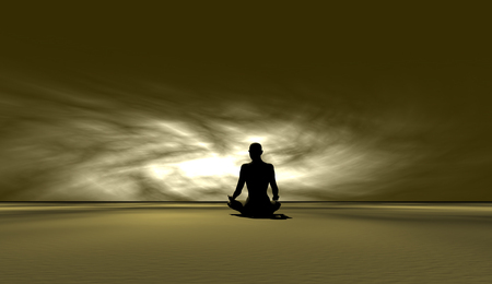 Meditation - person, silhouette, much room, peaceful, light