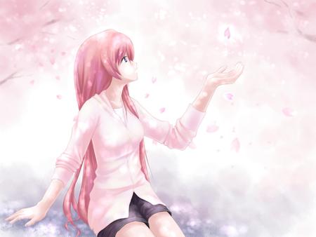 Megurine Luka - pretty, pink, light, luka, flowers, japan, nice, sunlight, program, hot, thighhighs, megurine, beauty, virtual, white, megurine luka, cute, aqua eyes, shorts, song, sexy, japanese, vocaloid, anime, cherry blossom trees, music, aqua, petal, pink hair, sun, idol, anime girl, beautiful, singer, girl, cool, black, glow, sakura trees, awesome, diva, vocaloids