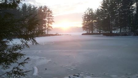 Goose Pond Sunset Winter - goose pond, new hampshire, sunset, keene