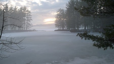 Goose Pond Dusk Winter - goose pond, new hampshire, sunset, keene