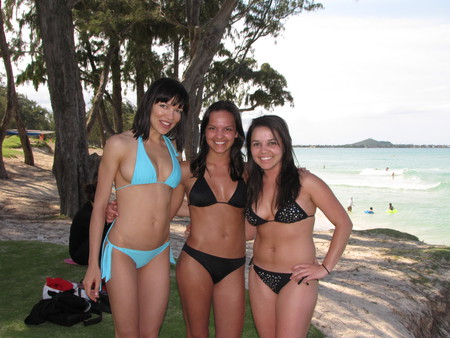 Swimsuit trio - people, nature, beach, entertainment, other