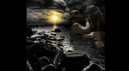 night romance - manizyn, romance, night, beach