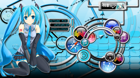 Futurism Miku Hatsune - teenager, girl, hair, eyes, hatsune, vocaloid, blue, miku, teen, cute