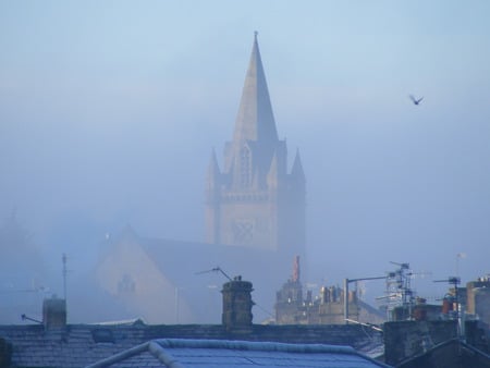 church - weather, church, fog, rooftops