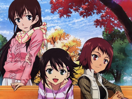 true tears fall day - anime, girls, park, true tears