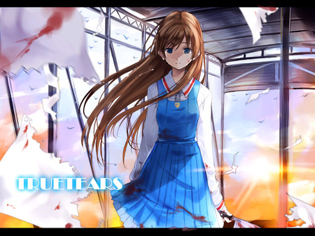 true tears broken sunrise - girls, true tears, anime, sun