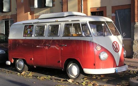 split window camper - white, retro, red, camper