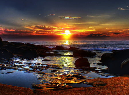 Sunrise - view, ocean, sun, new day, colors, sunrise