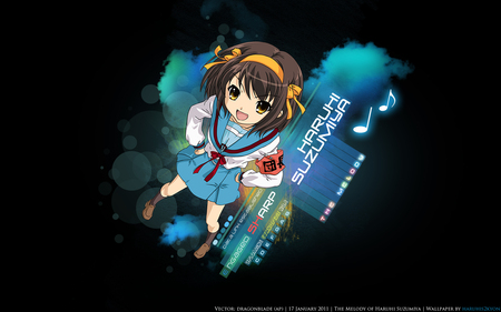 The Melody of Haruhi Suzumiya - liston amarillo, suzumiya, beautiful, brown hair