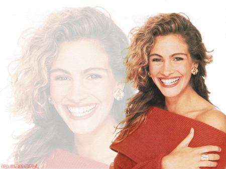 Julia Roberts - actress, pretty, red dress, female, long hair, good smile