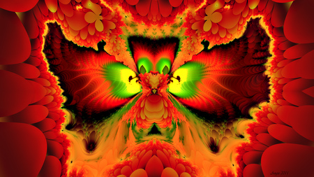 Phoenix - bird, fire, hot, red, fractal