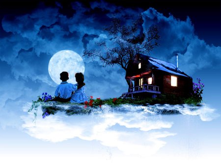 Our firts love - moon, love, dream, friendship