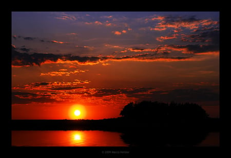 Evening_Silhouette - beauty, lake, forest, evening, sunset