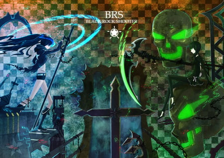 Anime - blue, anime, green, brs, skulls