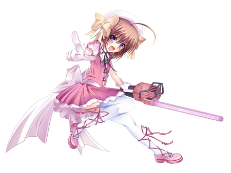 Kore wa Zombie desuka - girl, chainsaw, pink, magic, anime