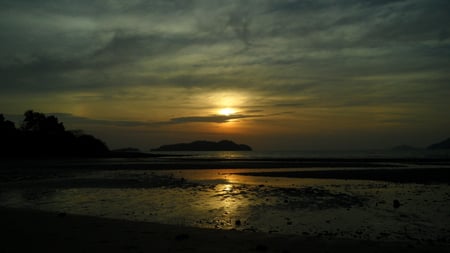 Long Beach Sunset - sunset, beach, vignette, cloud, sea, thailand, photo, sky