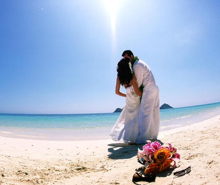 You May Now Kiss The Bride - wedding, groom, hawaii, beach, bride