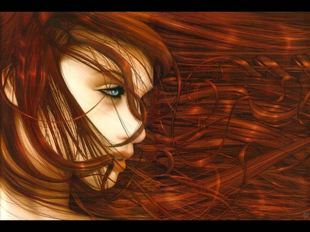 Fantasy - art, fantasy, hair, red