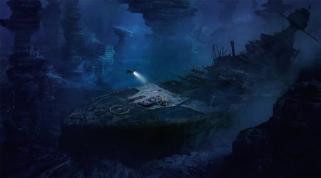 Ship - sunken, ocean, water, ship