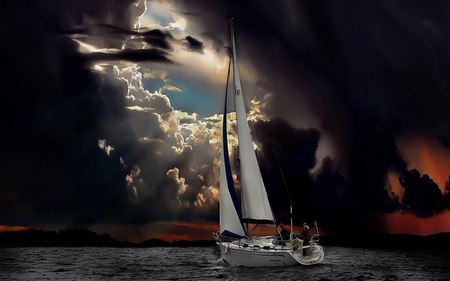 beauty of sailing - water, beauty, sail, boat