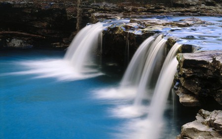 falling waters - nature, beautiful, blue, wet, water, waterfall