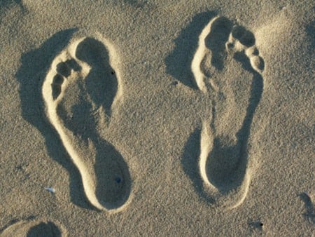 Foot Prints - prints, foot, on sand, picture, cool