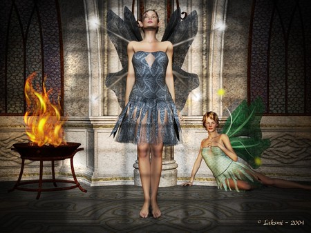 Longing for Freedom - wings, fire, fantasy, fairies, other