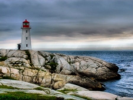 lighthouse - nature, lighthouse, artwork, ocean, architecture, sky