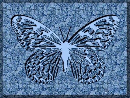 Blue Mirage - butterfly, outline, abstract, blue